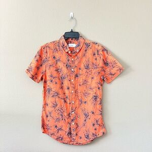 Onia Linen Blend Tropical Button Down Shirt